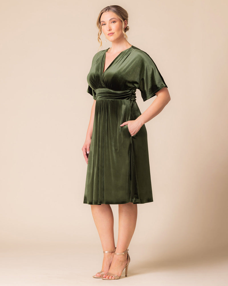 Plus Size Dresses Midi Velvet Short Cocktail Plus Size Dress Olive