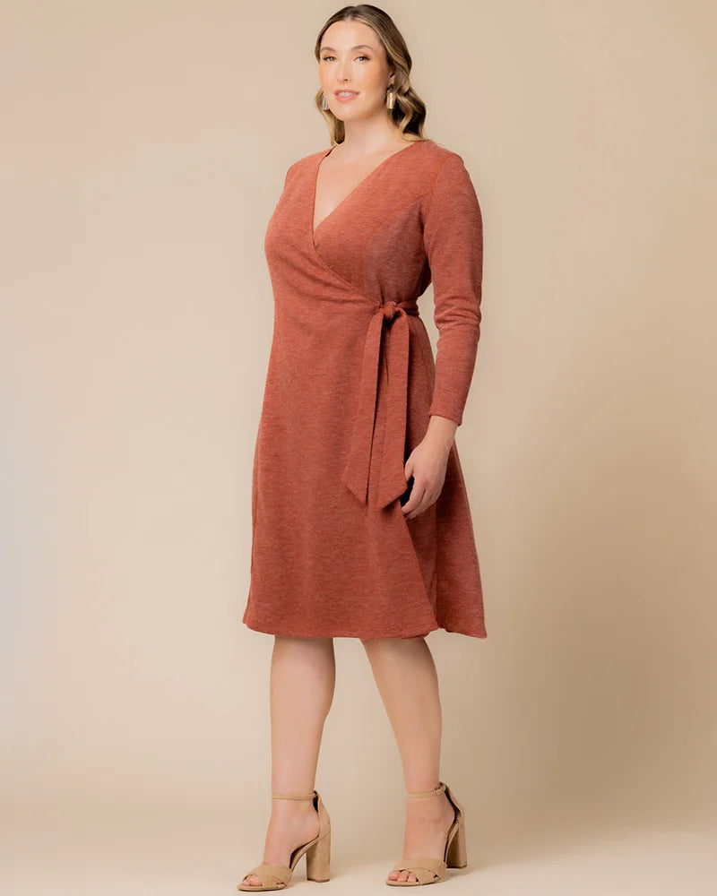 Plus Size Dresses Long Sleeve Short Midi Plus Size Dress Cinnamon