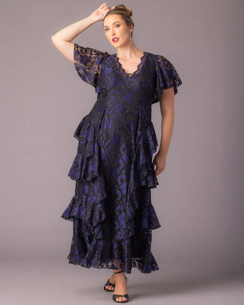 Plus Size Dresses Short Lace Tea Length Cocktail Dress Violet Noir Lace