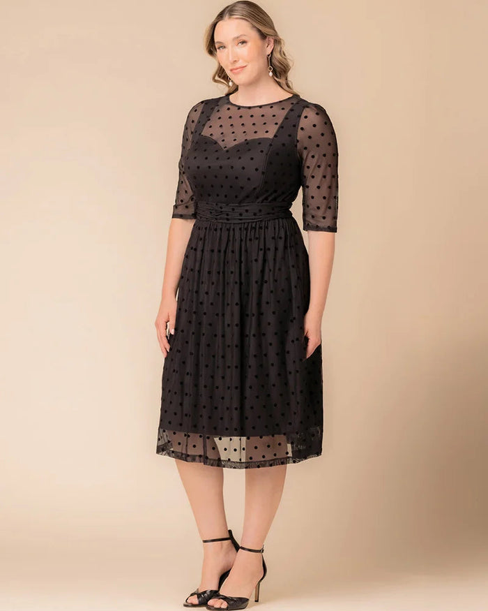 Plus Size Dresses Midi Cocktail Short Evening Dress Noir Dot