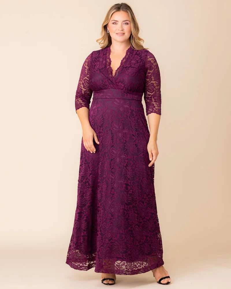 Plus Size Dresses Long Formal Lace Plus Size Dress Berry Bliss