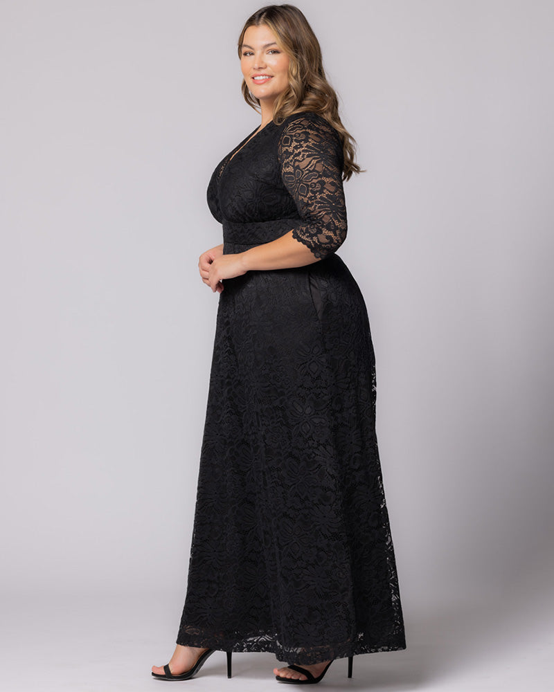 Plus Size Dresses Long Formal Lace Plus Size Dress Onyx