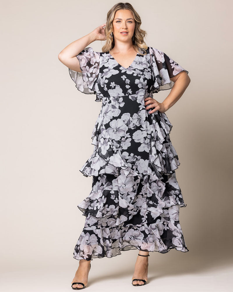 V-Neck Floor-Length Chiffon Evening A-Line Kiyonna 17191301