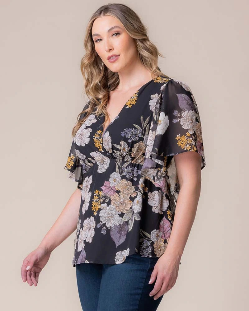 V-Neck Mini Chiffon Occasion Empire Waist Top Kiyonna KY21192807