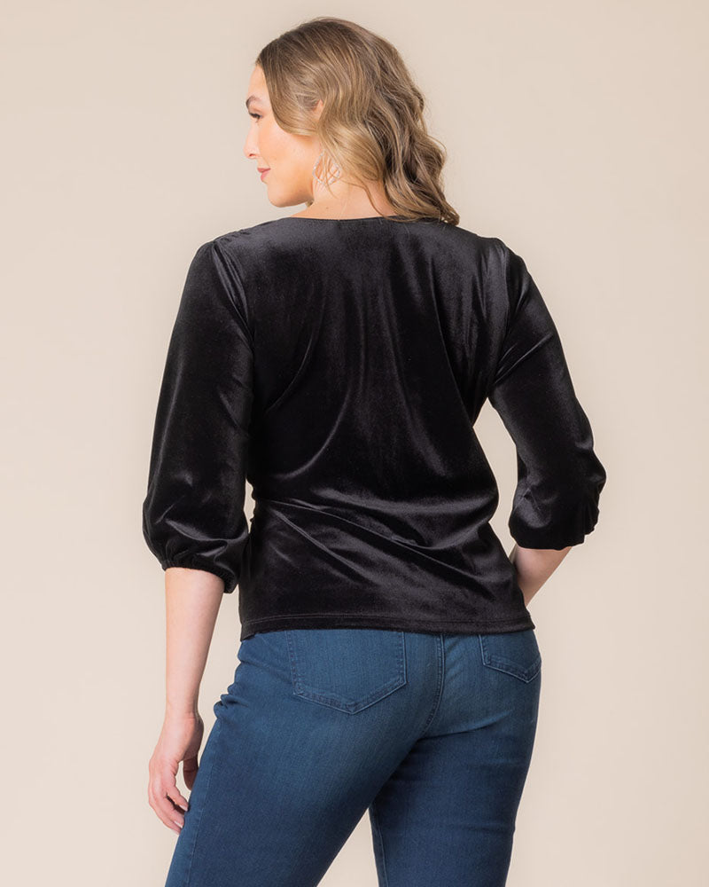 Top Formal Velvet Evening Top Kiyona 23243001 Onyx