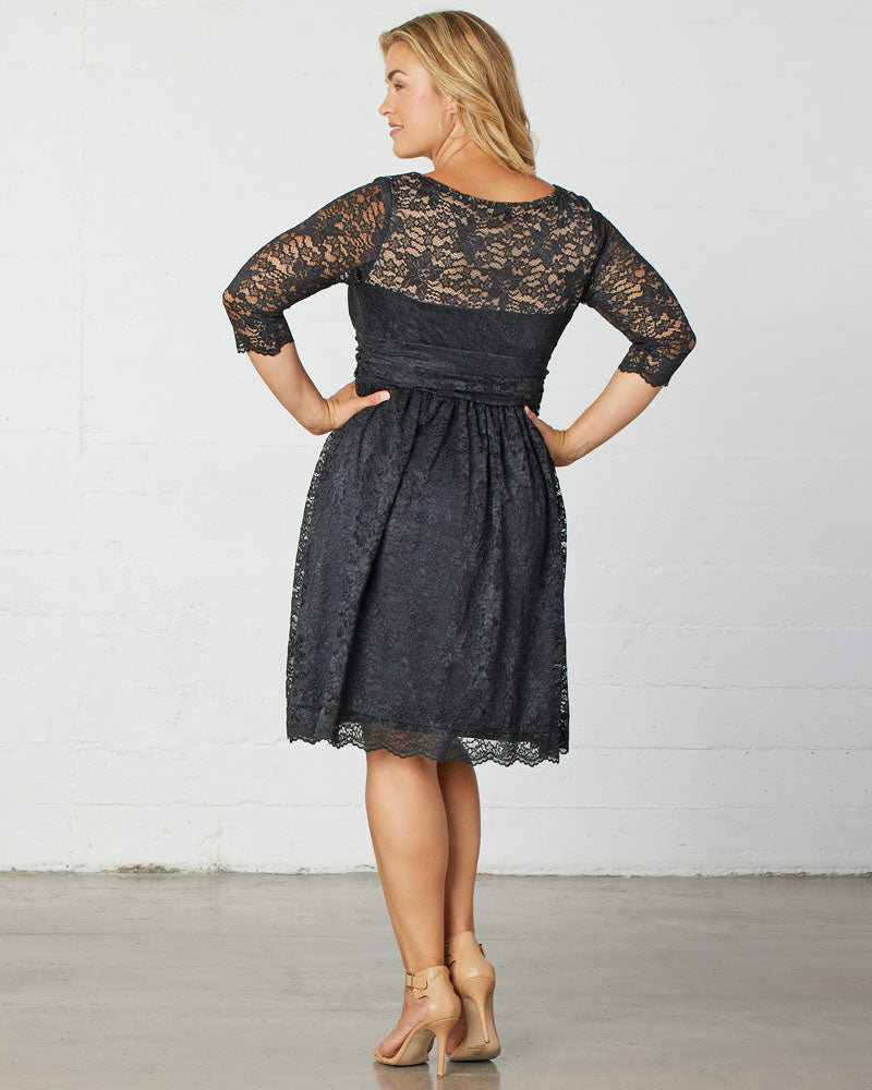 Plus Size Dresses Lace A Line Short Midi Cocktail Plus Size Dress Kiyona 12120901 Black