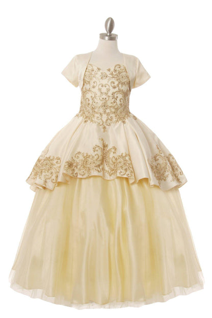 3 Piece Style Ball Gown Flower Girl Dress - The Dress Outlet Cinderella Couture