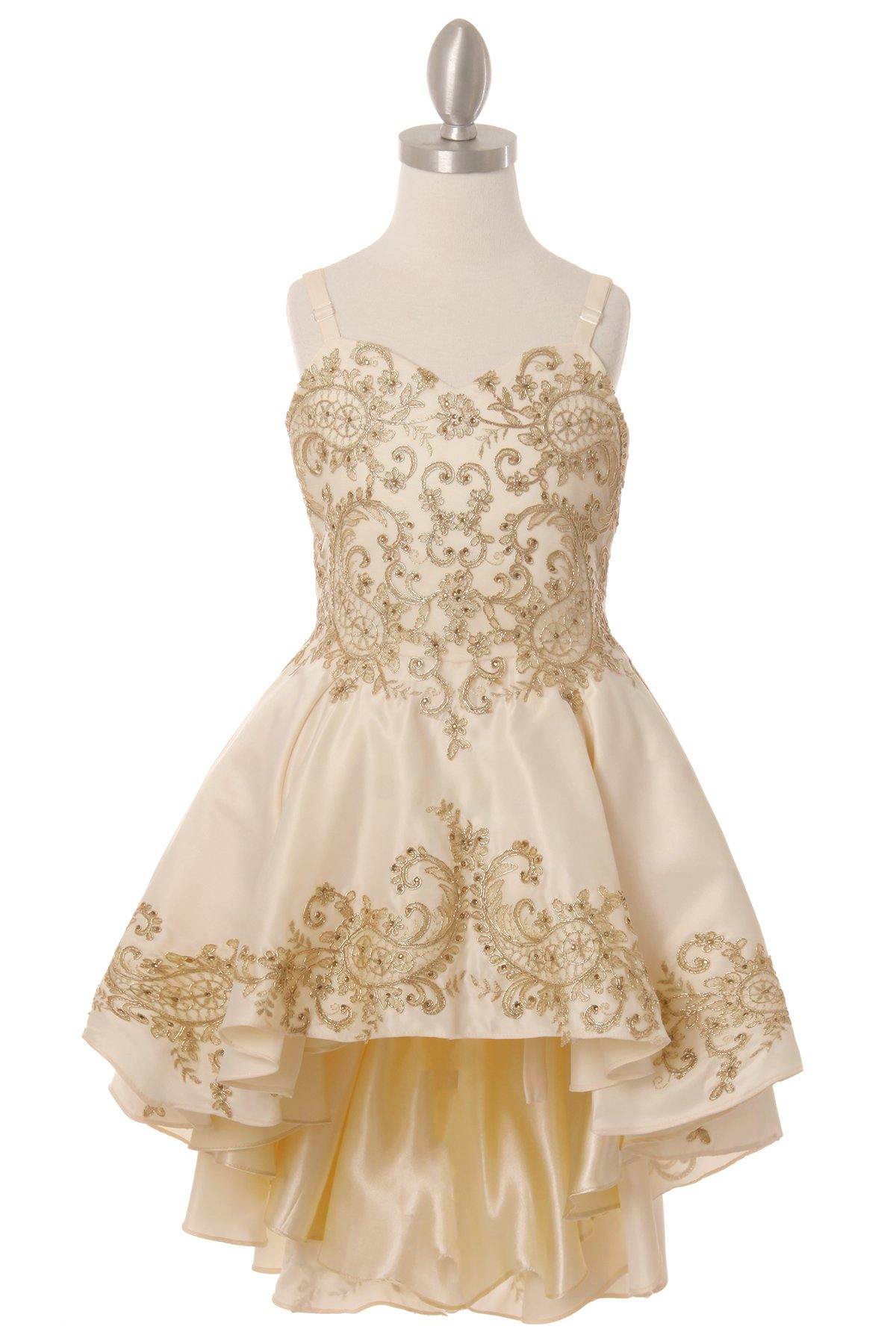 slim fit dress slacks White & Gold Flower Girl Dress 8 main image 1
