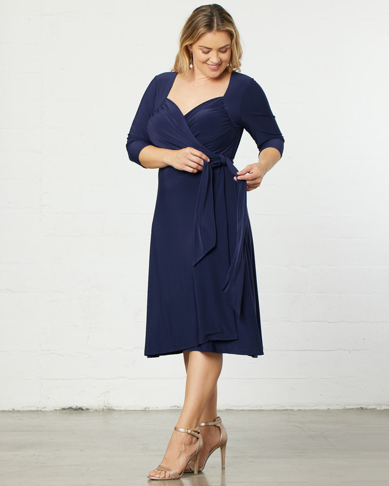 Plus Size Dresses Short Fitted Midi Cocktail Plus Dress Kiyona 11112202 Navy Blue