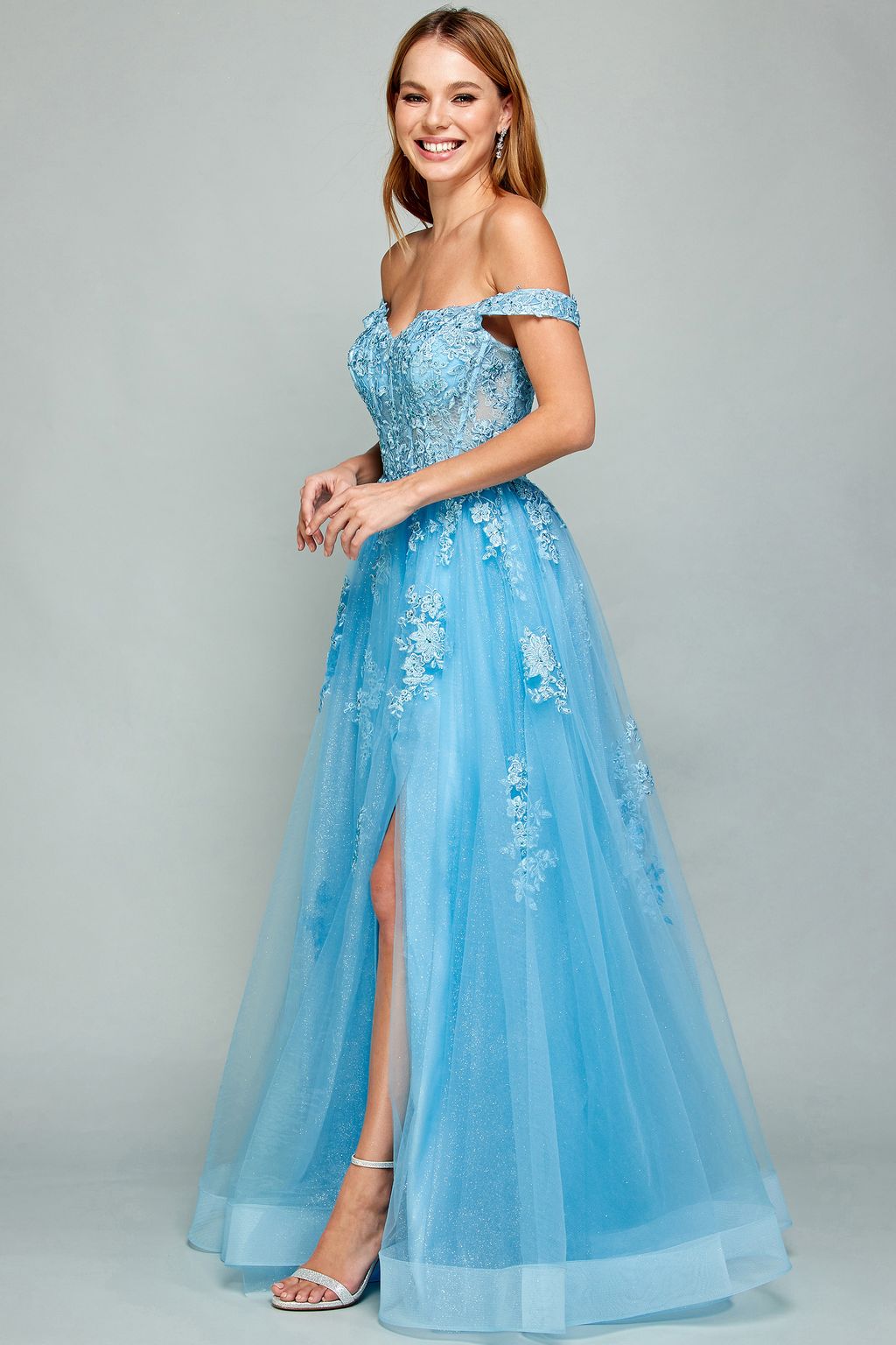 Adora 3002 A Line Long Formal Applique Prom Dress