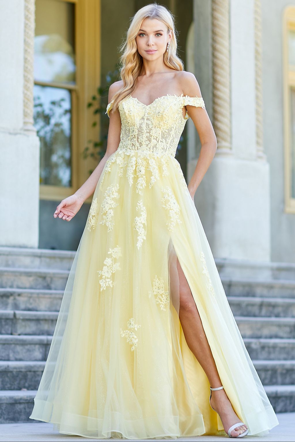 Adora 3002 A Line Long Formal Applique Prom Dress
