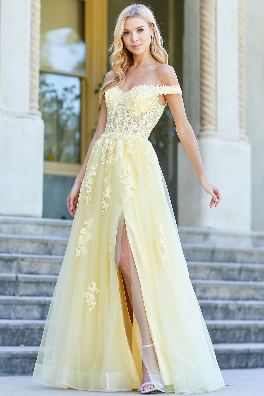 Adora 3002 A Line Long Formal Applique Prom Dress