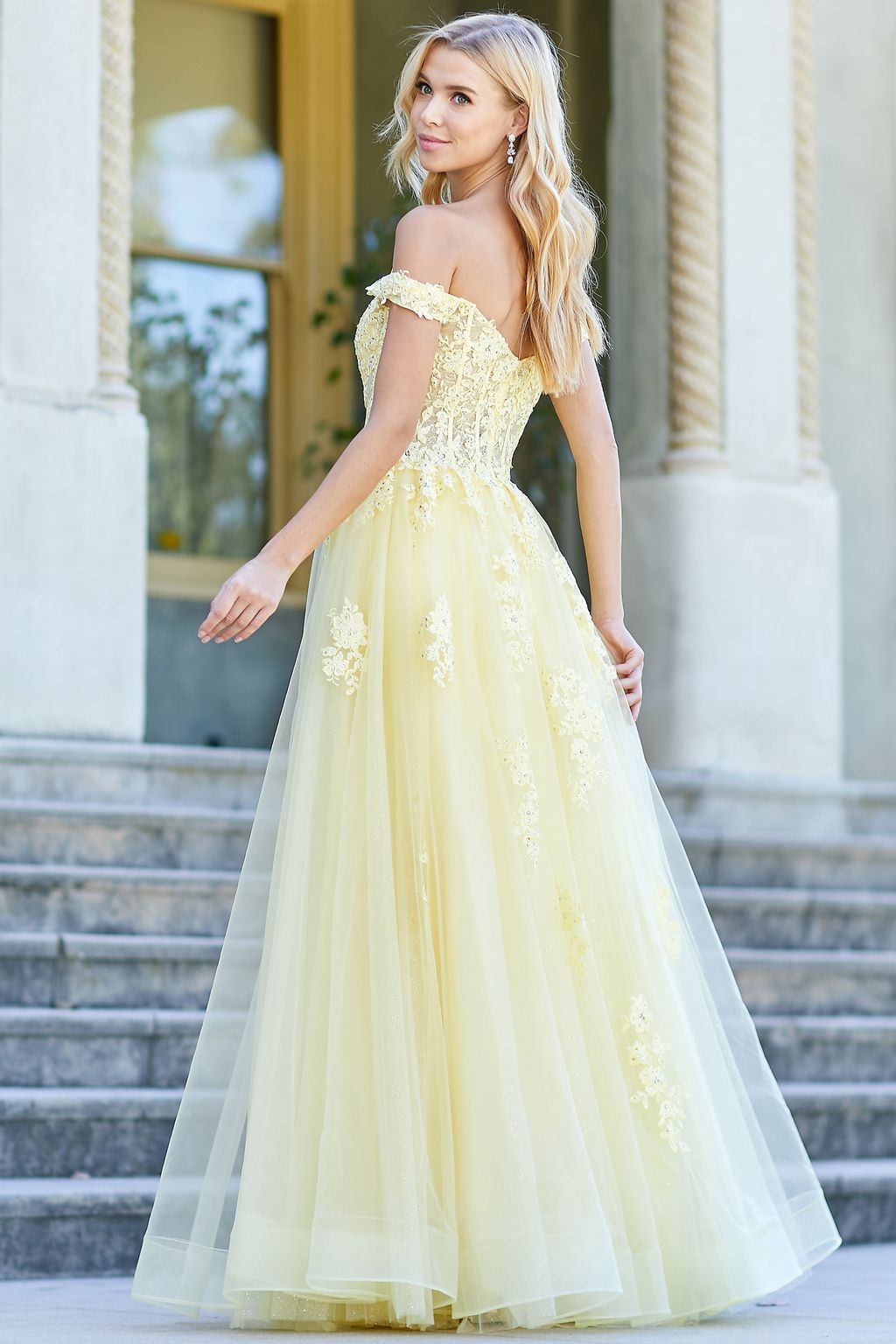 Adora 3002 A Line Long Formal Applique Prom Dress