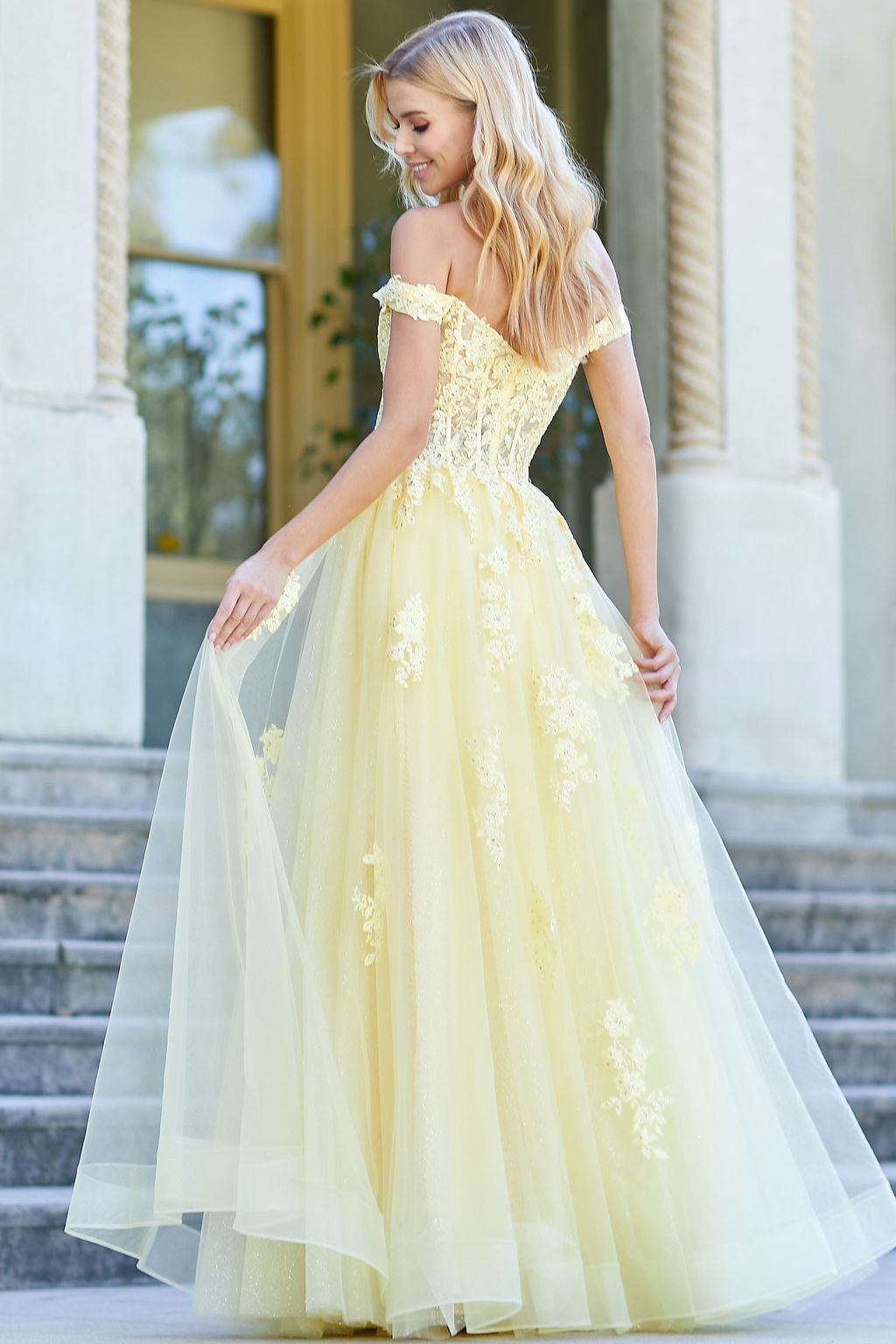 Adora 3002 A Line Long Formal Applique Prom Dress