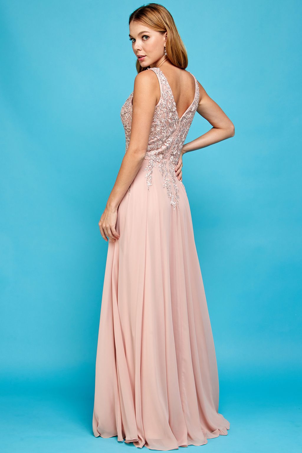 Adora 3003 Prom A Line Long Formal Slit Dress