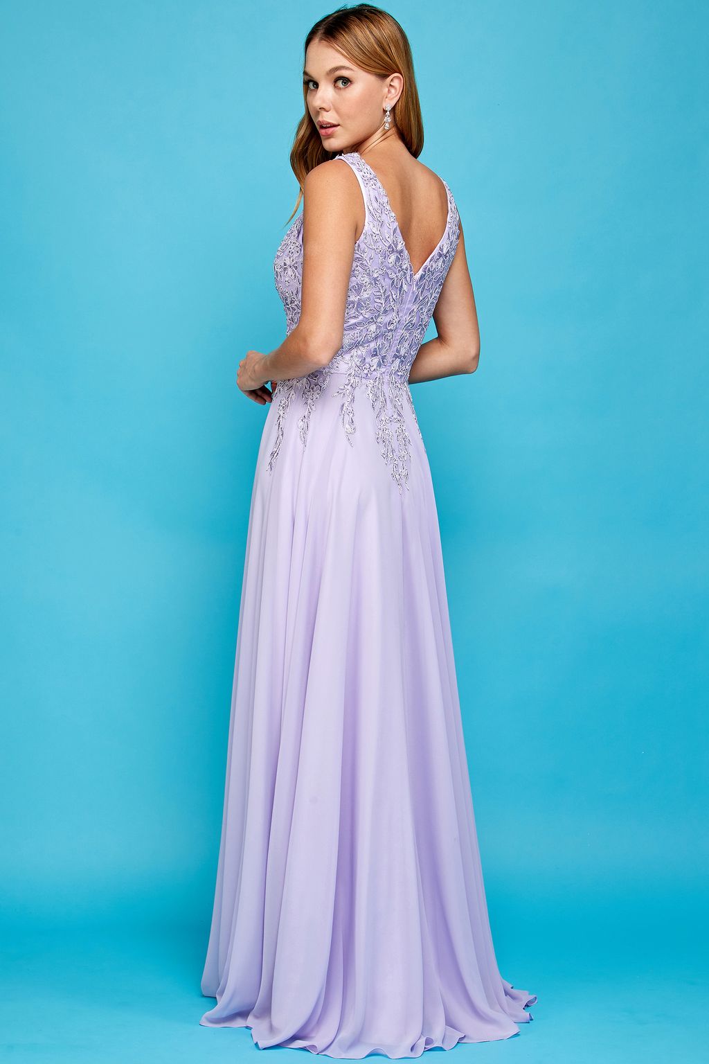 Adora 3003 Prom A Line Long Formal Slit Dress