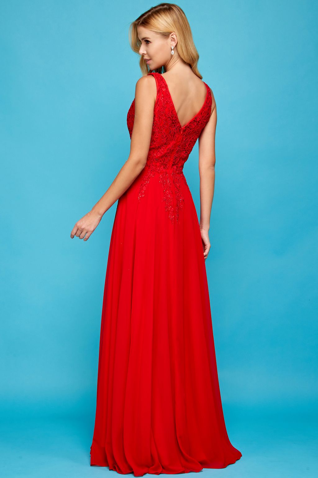 Adora 3003 Prom A Line Long Formal Slit Dress