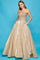 Prom Dresses Glitter Long A Line Metallic Lace Applique Prom Dress Champagne