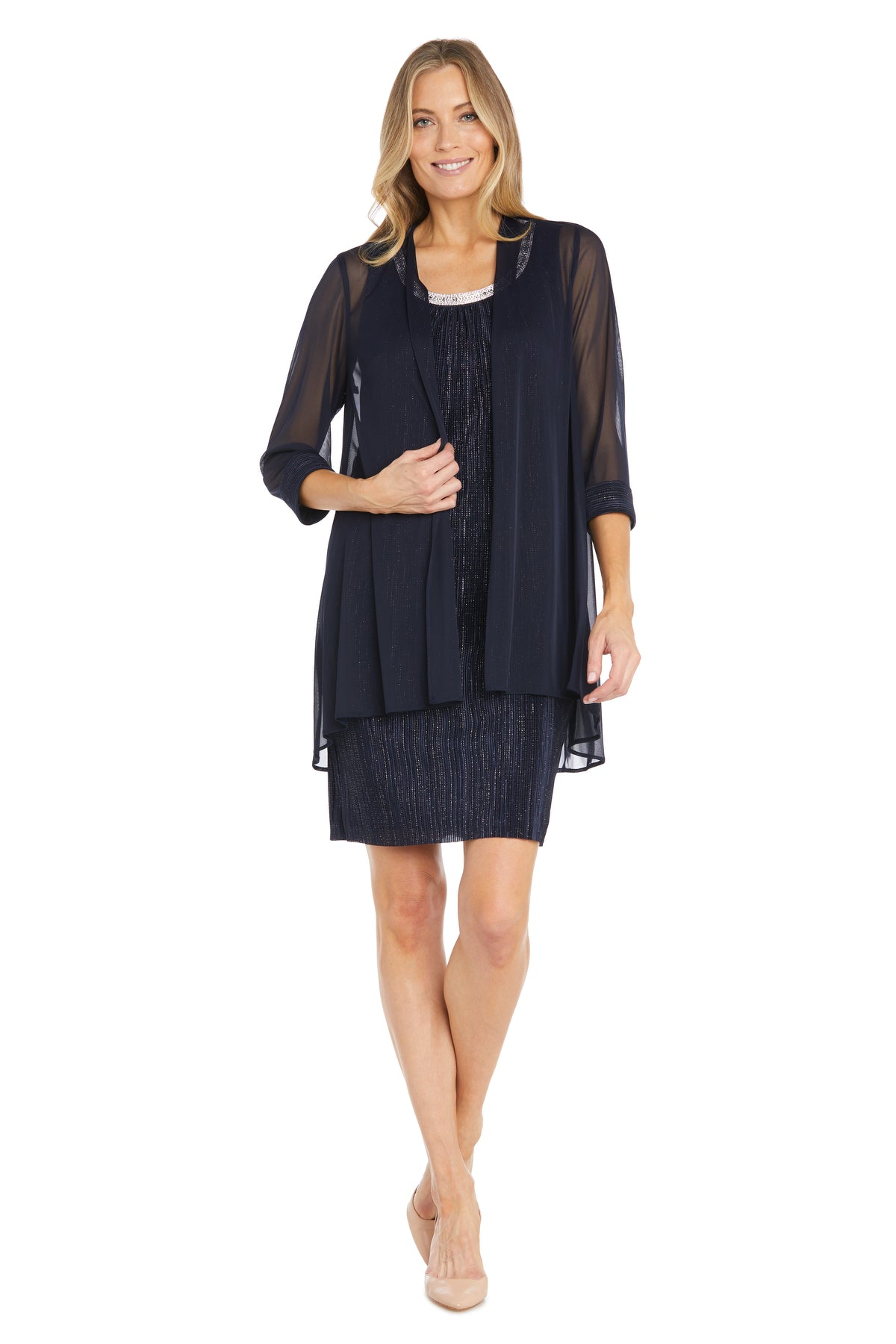 R&M Richards 3007 Short Mother of the Bride Glitter Jacket Dress
