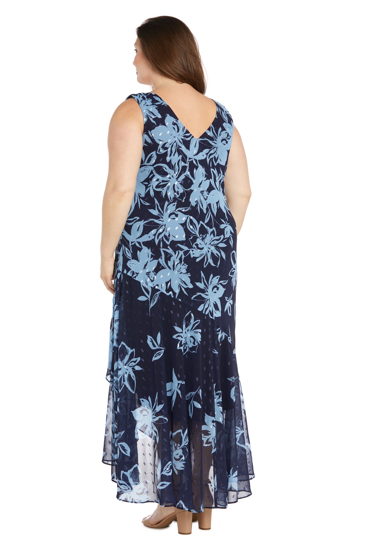R&M Richards 3013W High Low Plus Size Floral Print Jacket Dress