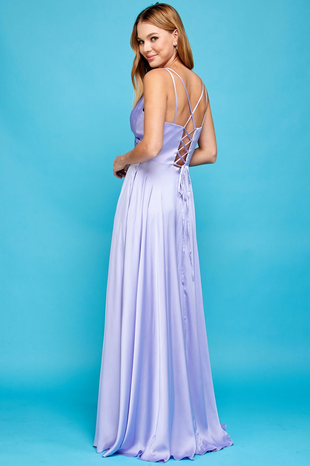 Adora 3013 Long A Line Formal Slit Pocket Prom Dress