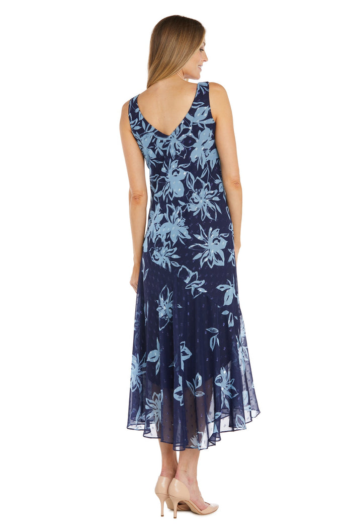 Mother of the Bride Dresses Floral High Low Print Mother of the Bride Jacket Dress  Navy/Periwinkle