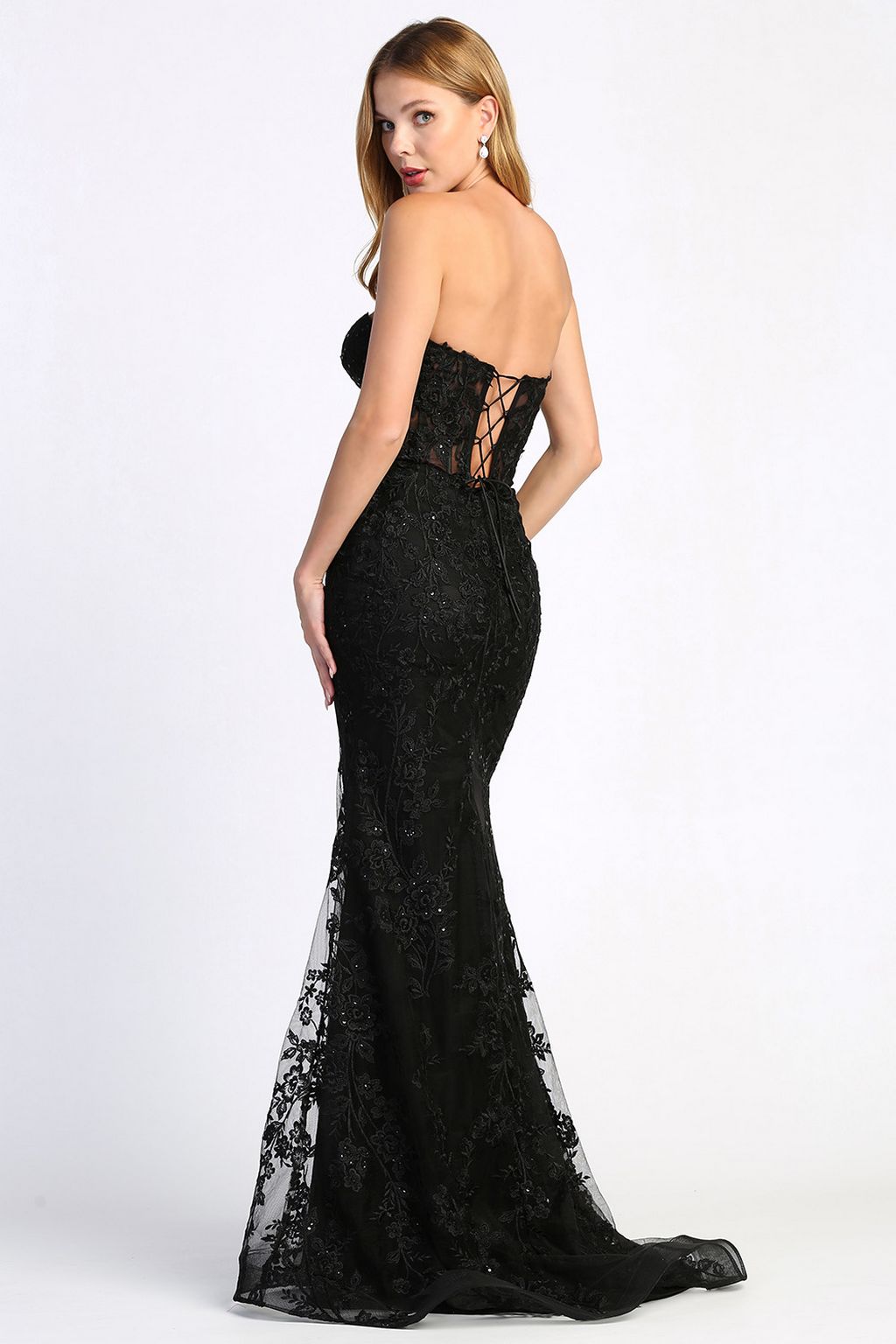 Adora 3025 Beaded Long Formal Lace Prom Dress