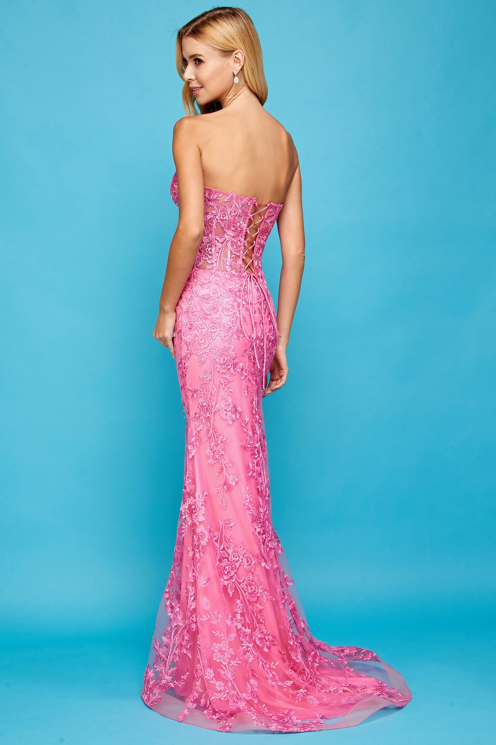 Adora 3025 Beaded Long Formal Lace Prom Dress