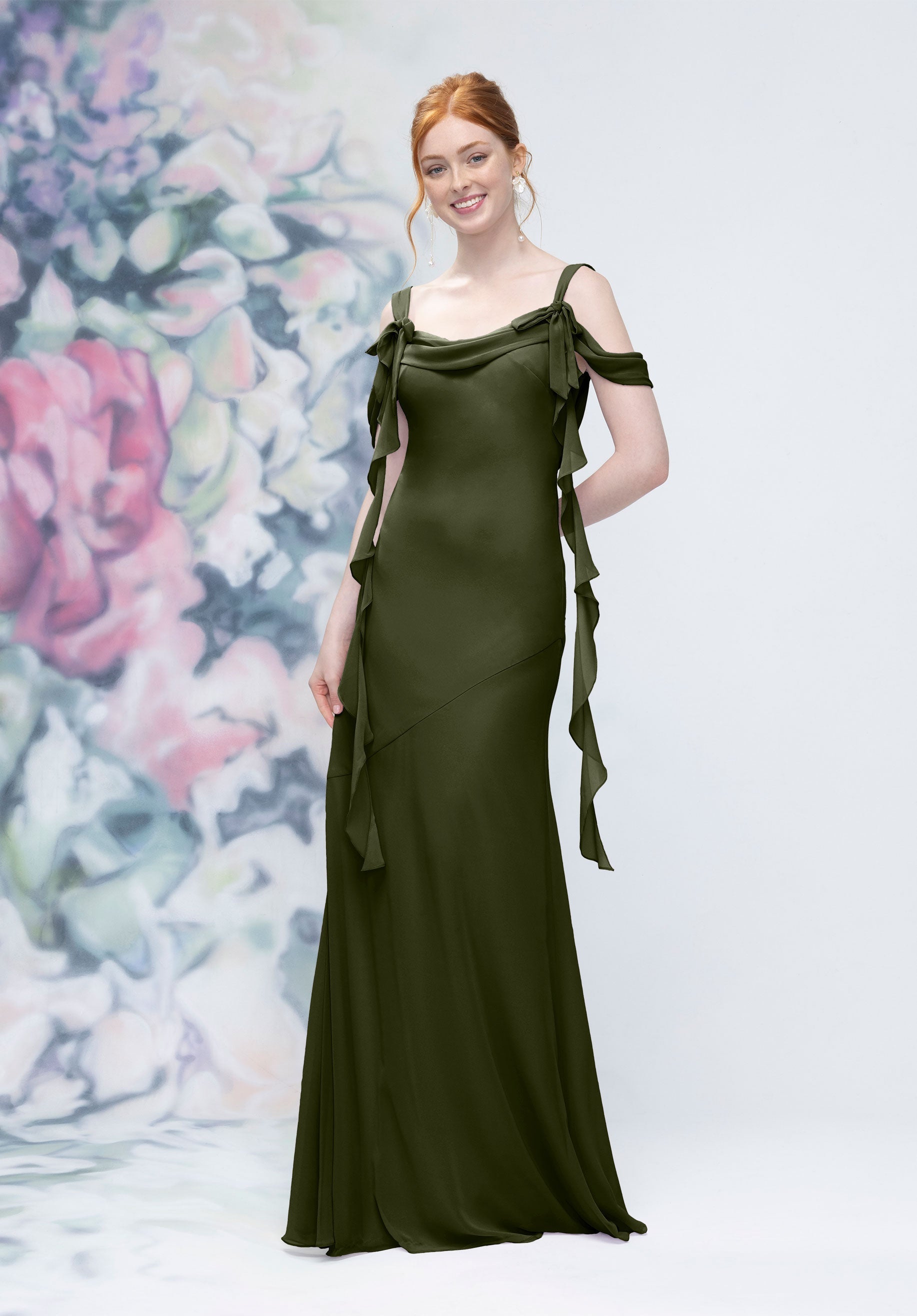 Formal Dresses Evening Ruffle Formal Long Dress MGNY Madeline Gardner New York 3030001 Thyme