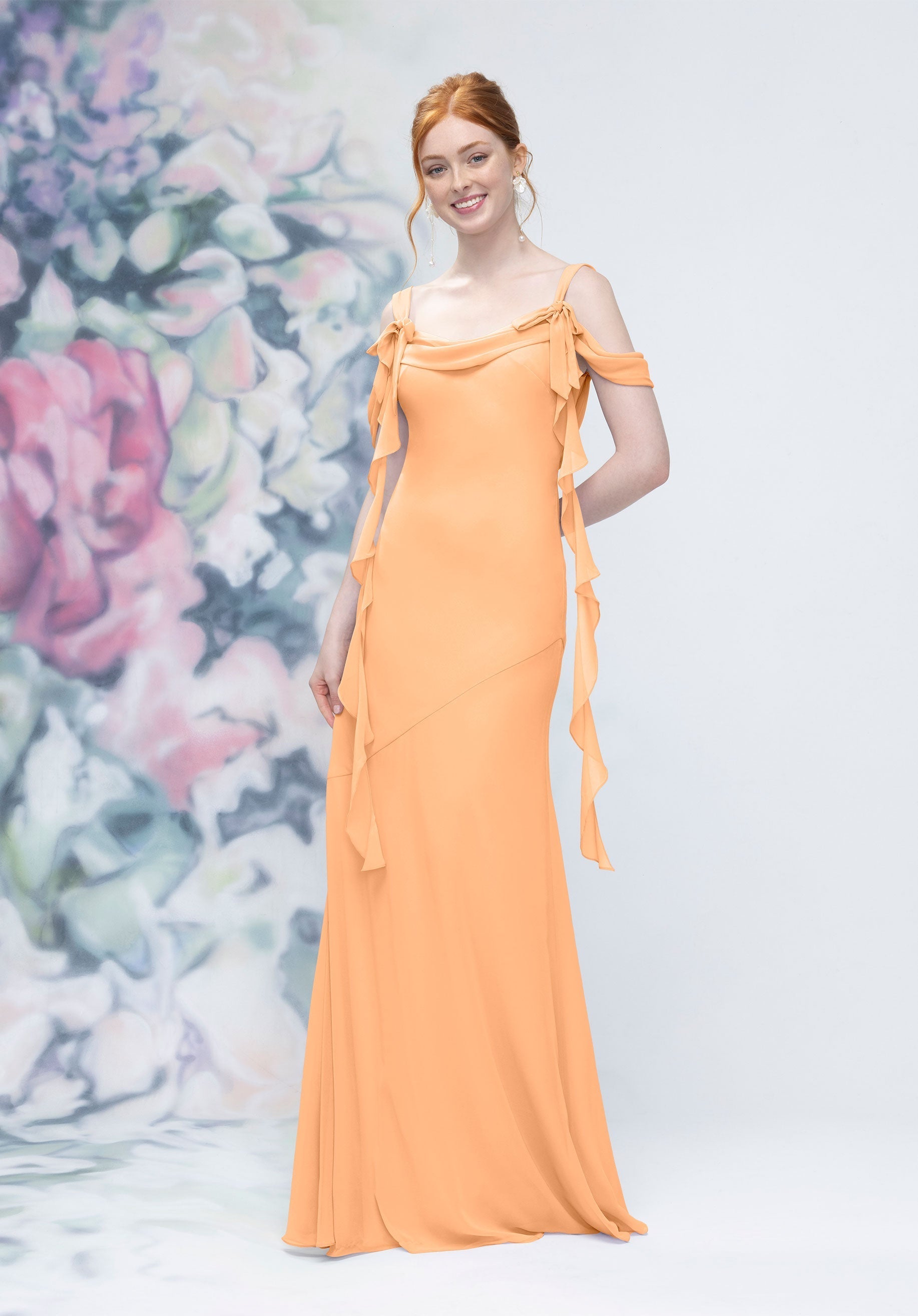 Formal Dresses Formal Ruffle Long Evening Dress MGNY Madeline Gardner New York 3030001 Sorbet
