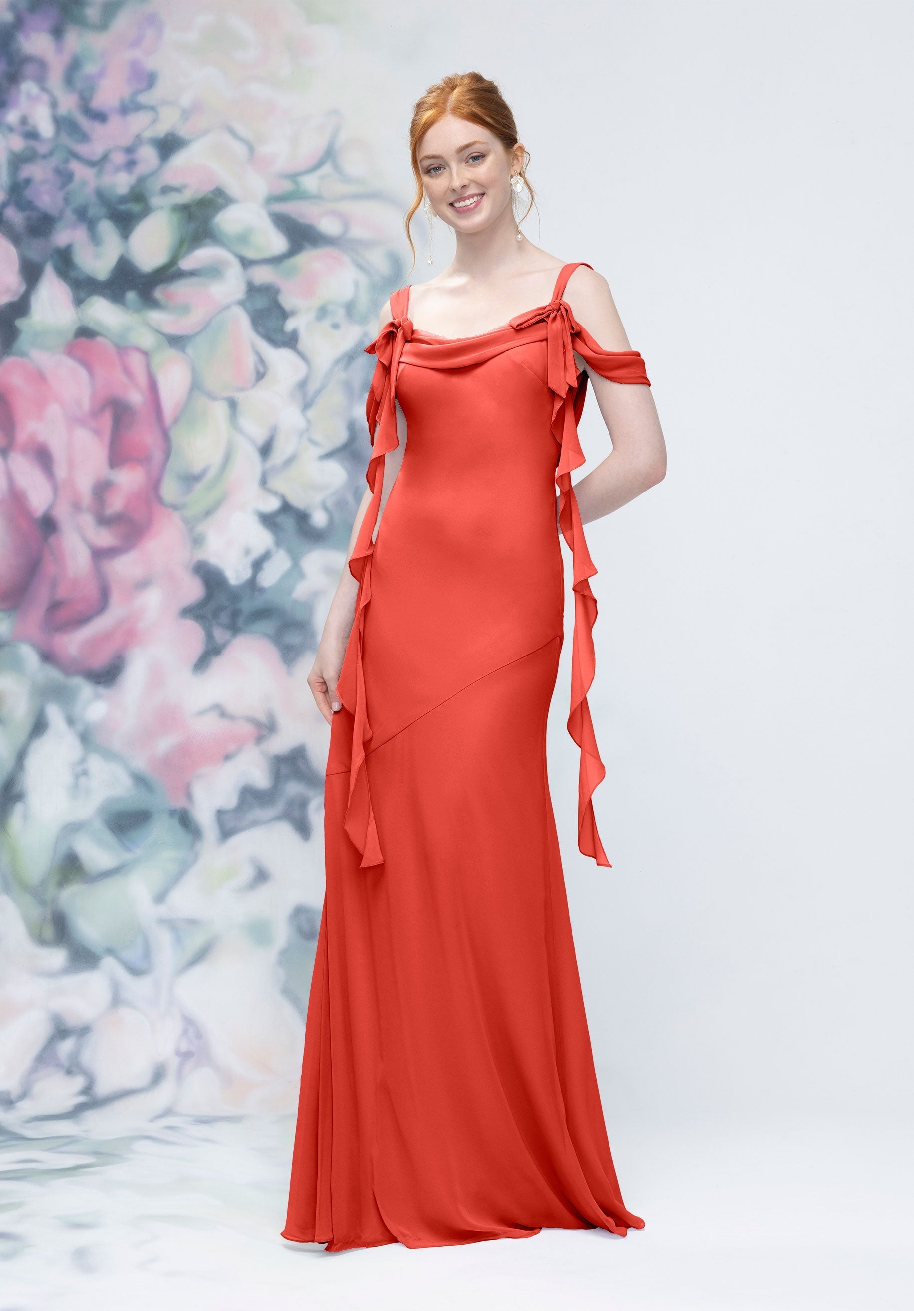 Formal Dresses Ruffle Long Formal Dress MGNY Madeline Gardner New York 3030001 Cinnamon