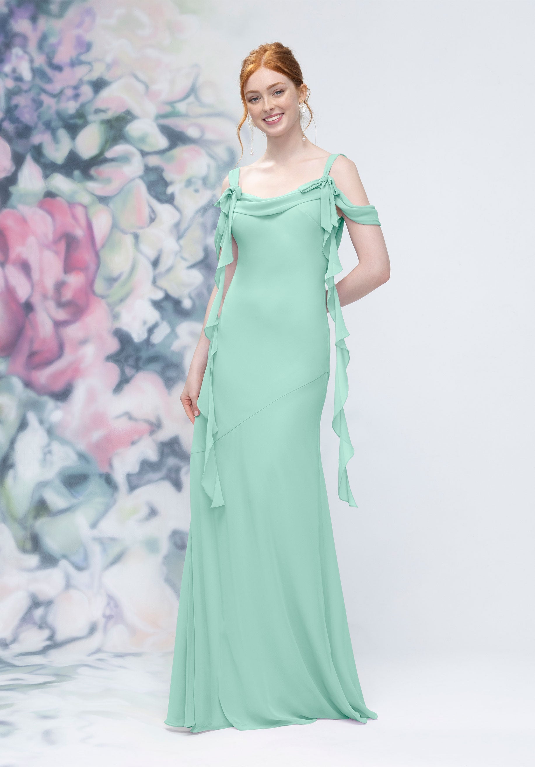 Formal Dresses Long Ruffle Evening Formal Dress MGNY Madeline Gardner New York 3030001 Mint