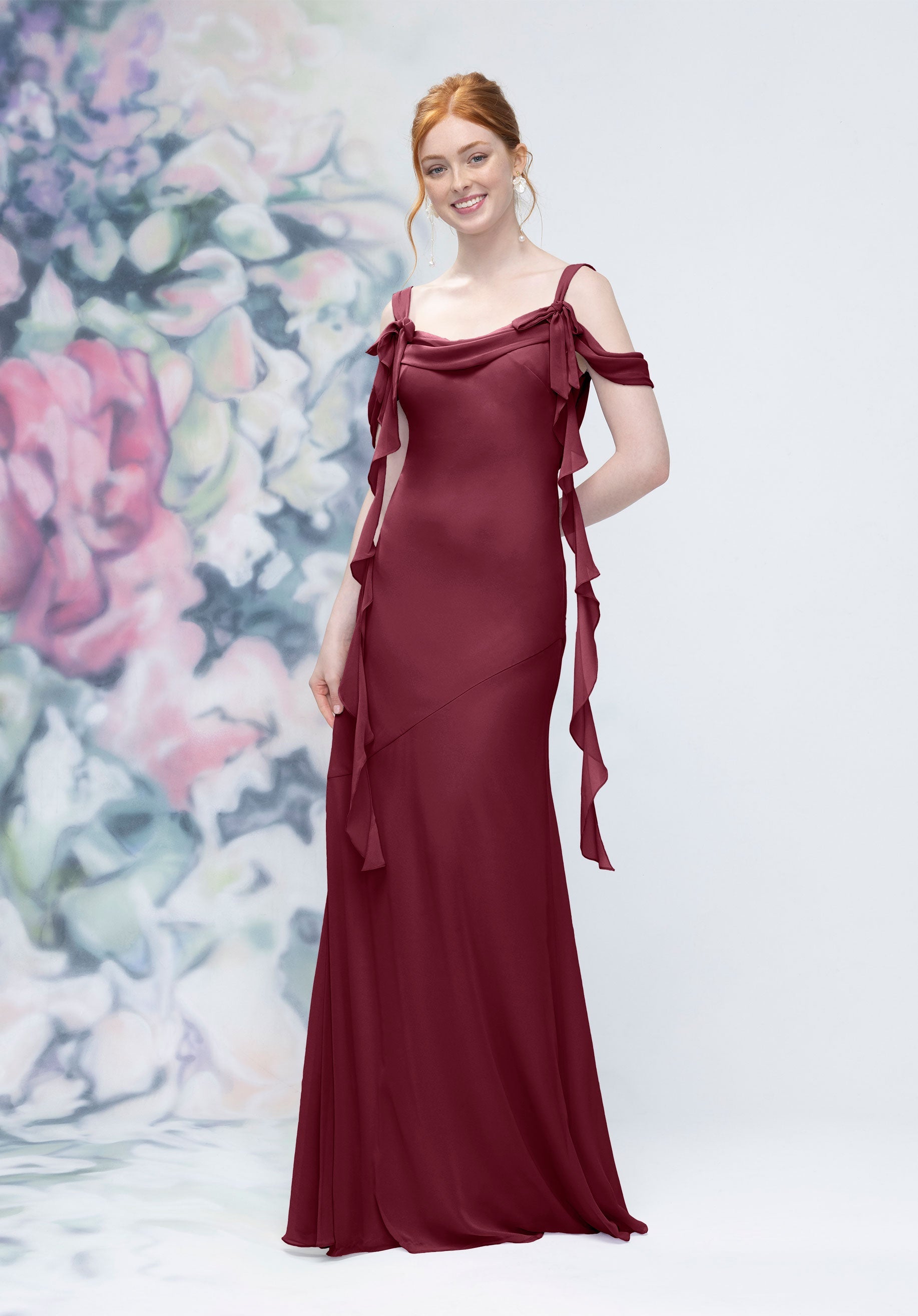 Prom Dresses Formal Long Ruffle Dress MGNY Madeline Gardner New York 3030001 Bordeaux