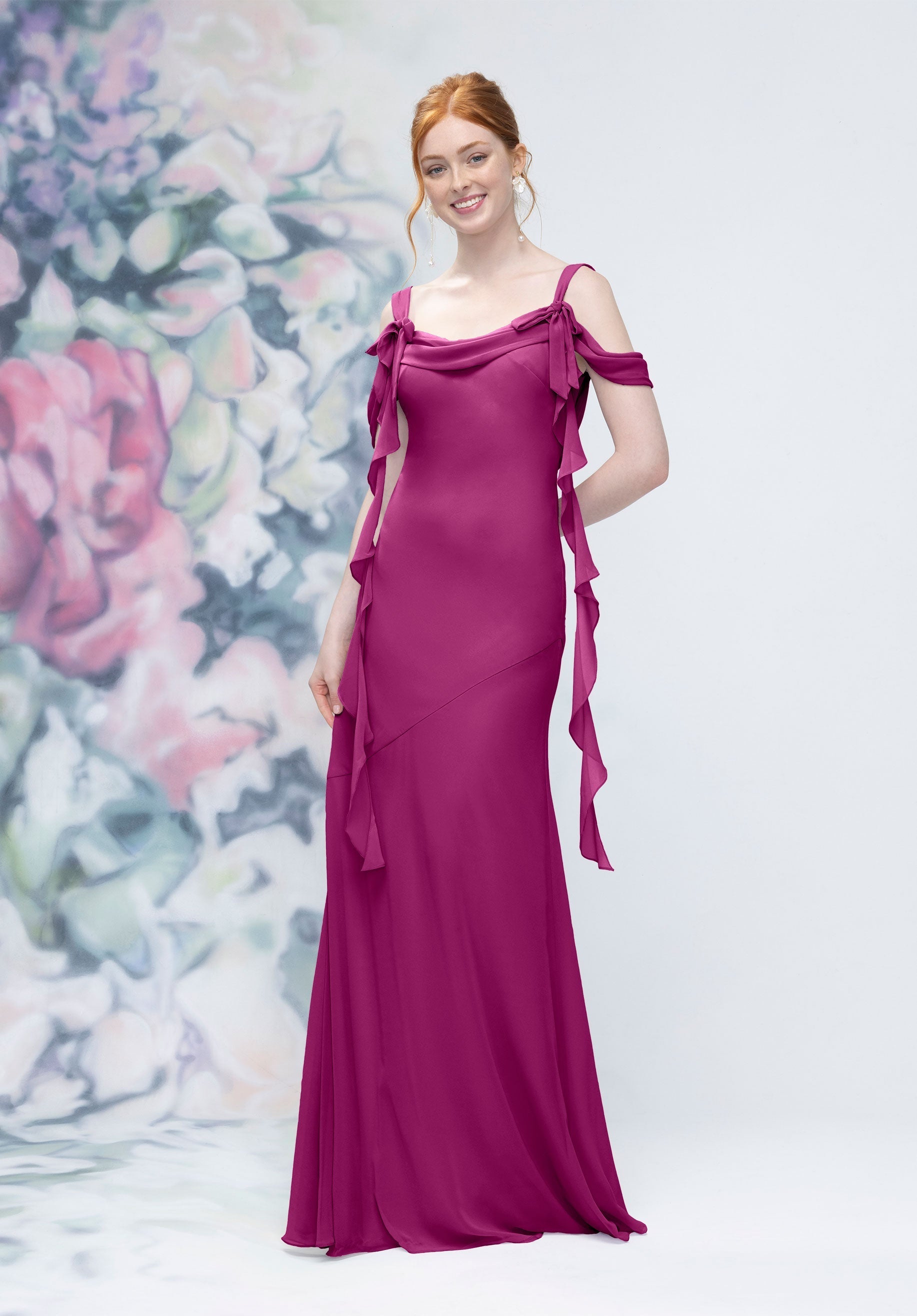 Formal Dresses Long Evening Formal Ruffle Dress MGNY Madeline Gardner New York 3030001 Mulberry