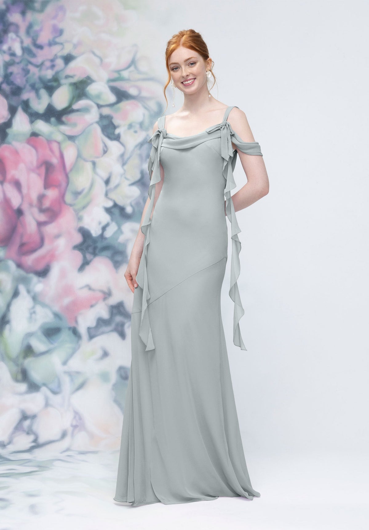 Formal Dresses Ruffle Long Formal Evening Dress MGNY Madeline Gardner New York 3030001 Dove