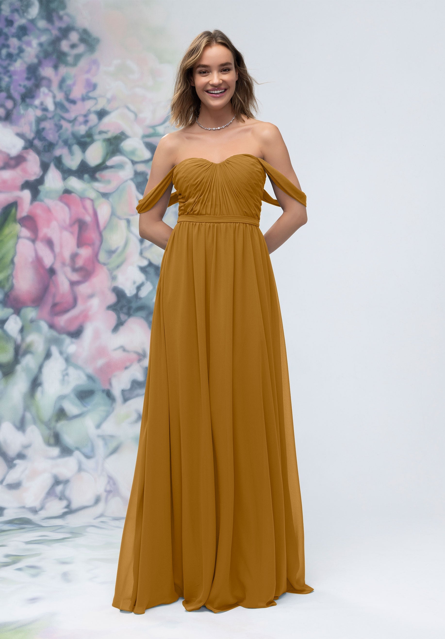Formal Dresses Long A Line Evening Formal Dress MGNY Madeline Gardner New York 3030003 Saffron
