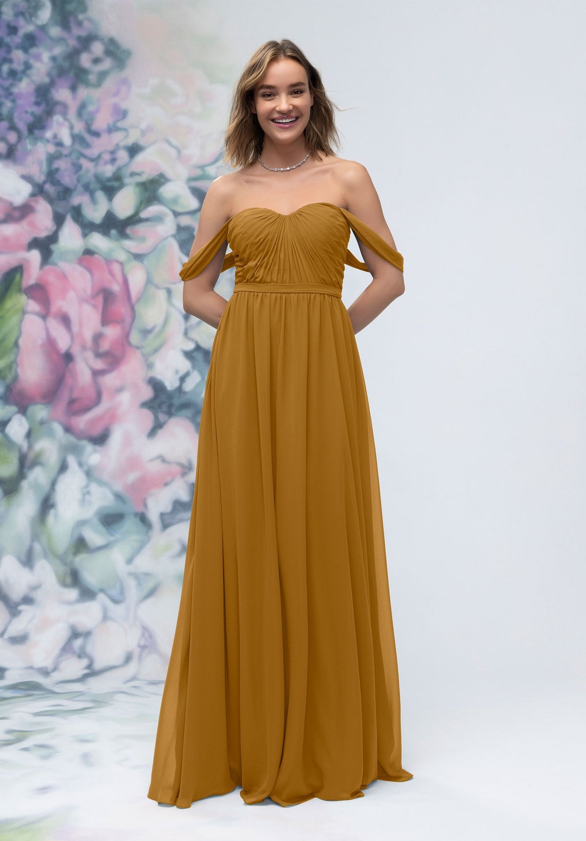 Formal Dresses Long A Line Evening Formal Dress MGNY Madeline Gardner New York 3030003 Saffron