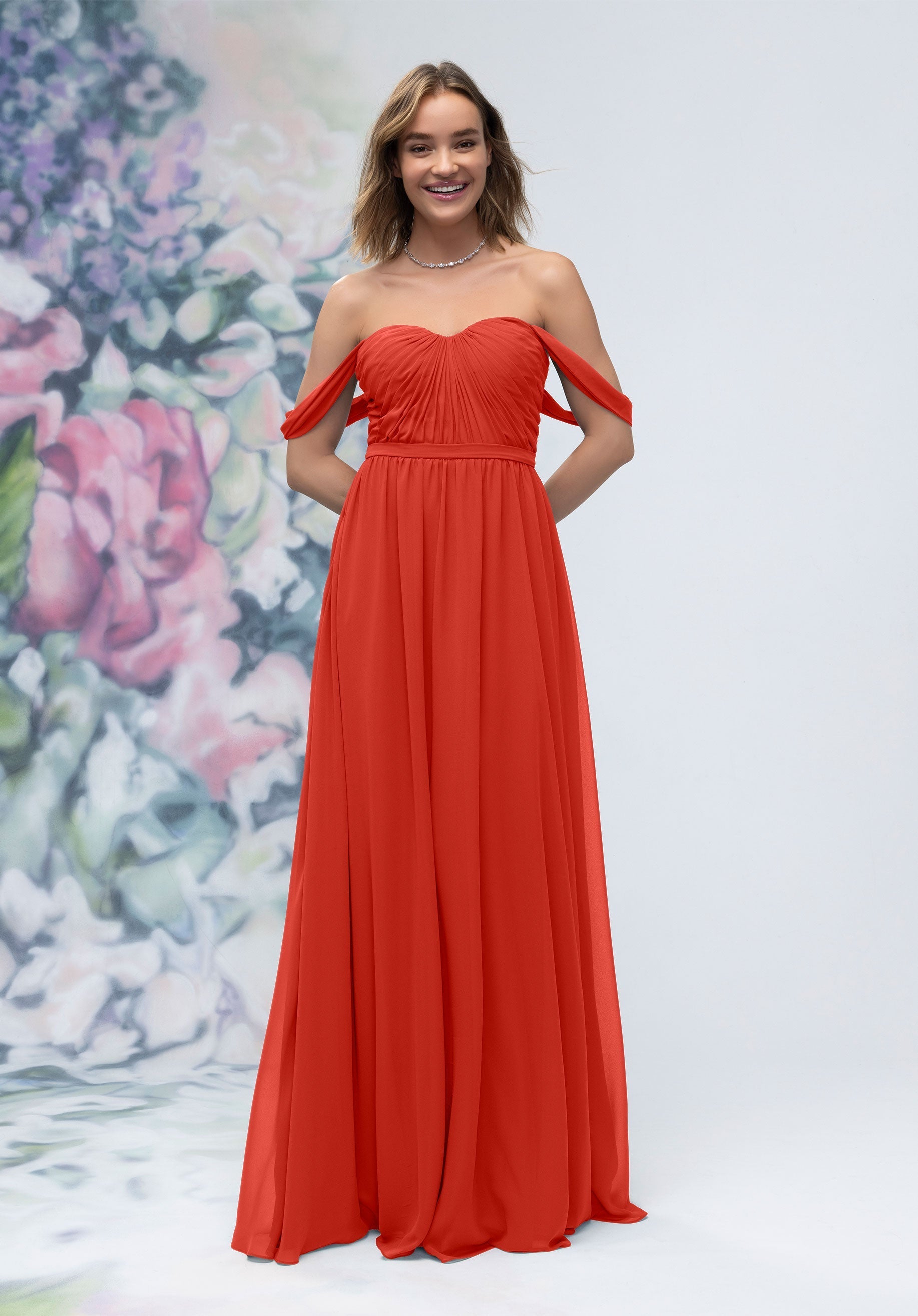 Formal Dresses Pleated A Line Long Formal Dress MGNY Madeline Gardner New York 3030003 Cinnamon