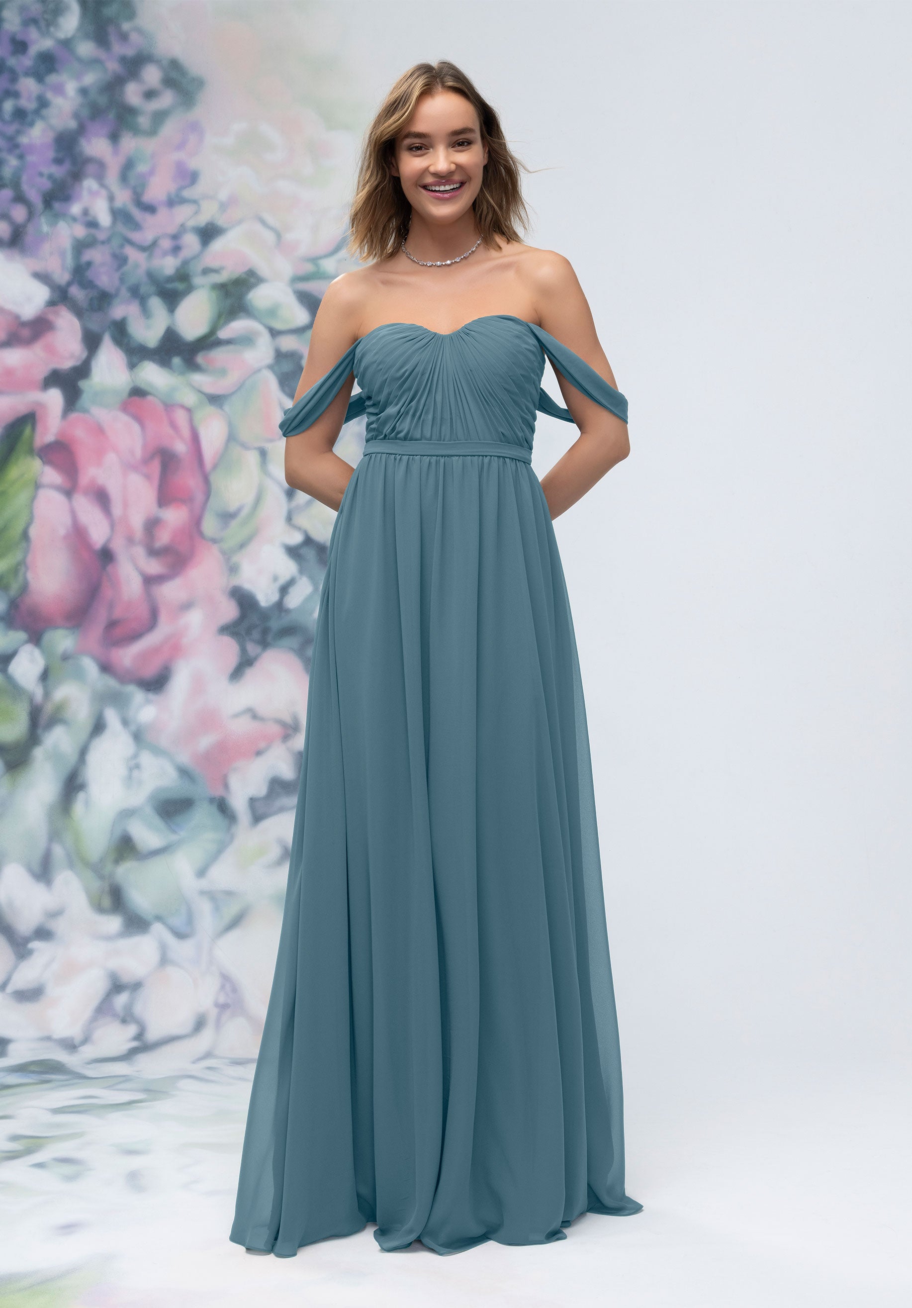 Formal Dresses Long A Line Evening Formal Dress MGNY Madeline Gardner New York 3030003 Slate