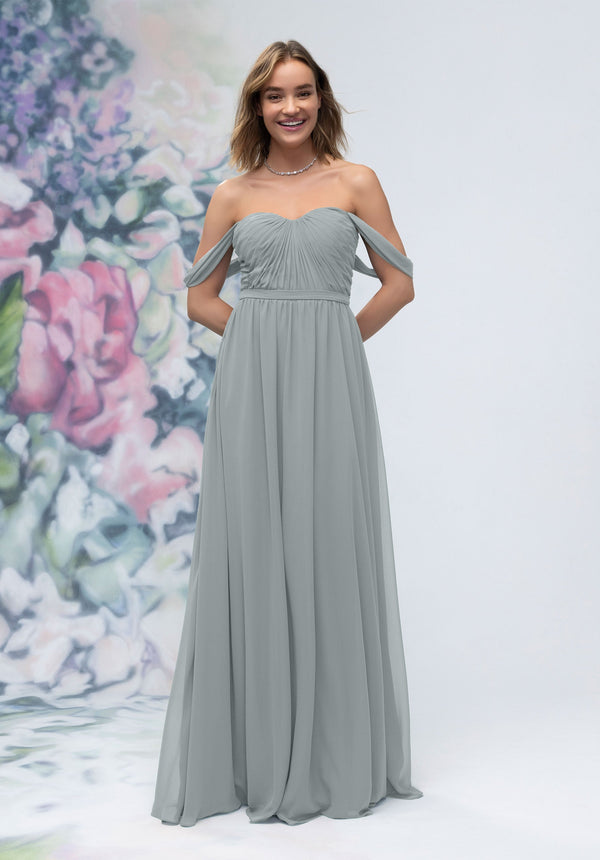 Pleated Formal Long A Line Dress MGNY Madeline Gardner New York 3030003
