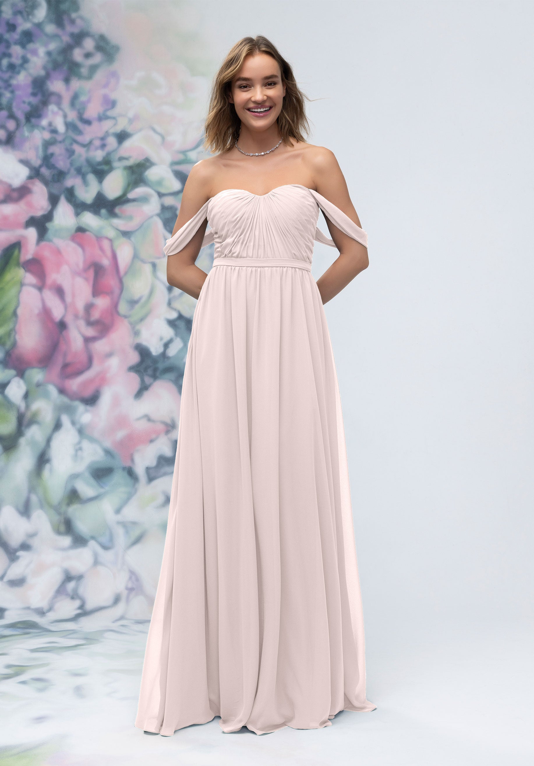 Formal Dresses Pleated A Line Long Formal Dress MGNY Madeline Gardner New York 3030003 Dew Drop