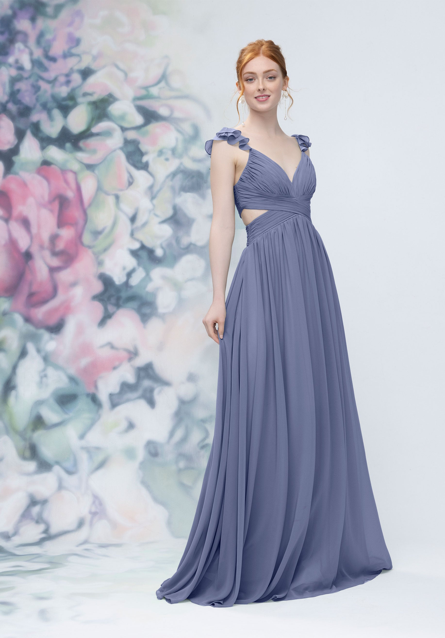 Formal Dresses Pleated Long Evening Formal Dress MGNY Madeline Gardner New York 3030004 Dusk