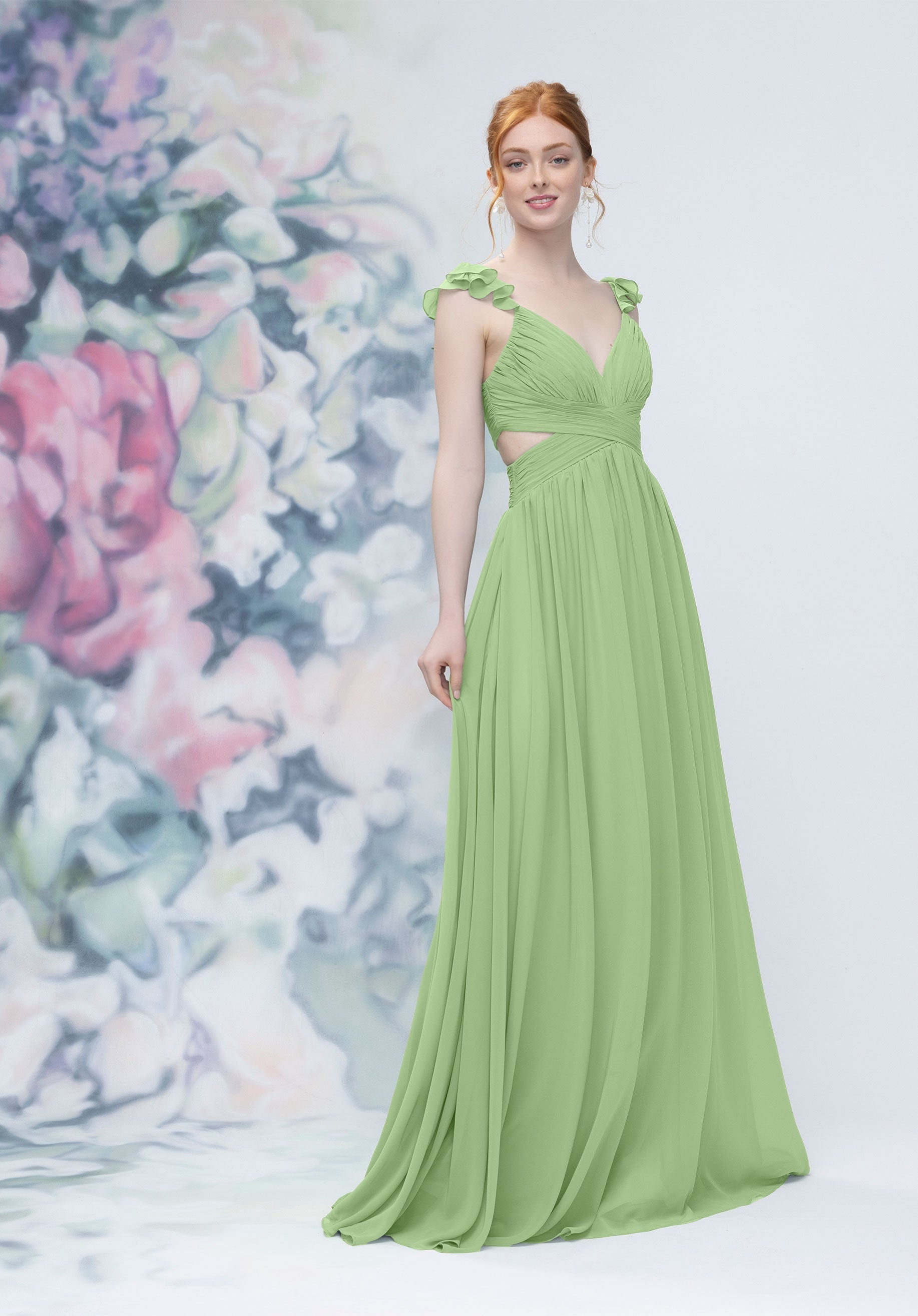 Formal Dresses Evening Formal Pleated Long Dress MGNY Madeline Gardner New York 3030004 Sage