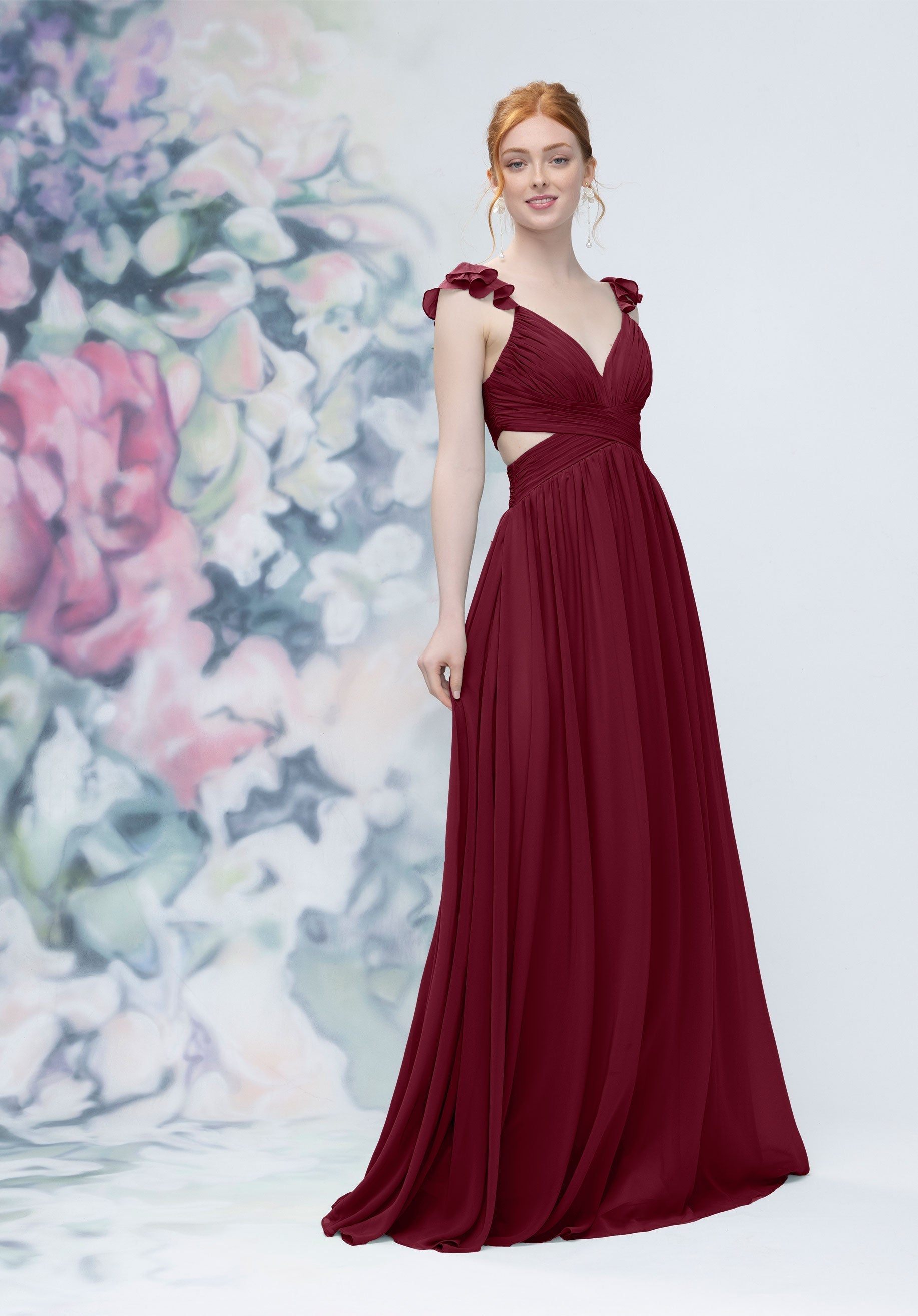 Formal Dresses Long Evening Pleated Formal Dress MGNY Madeline Gardner New York 3030004 Bordeaux