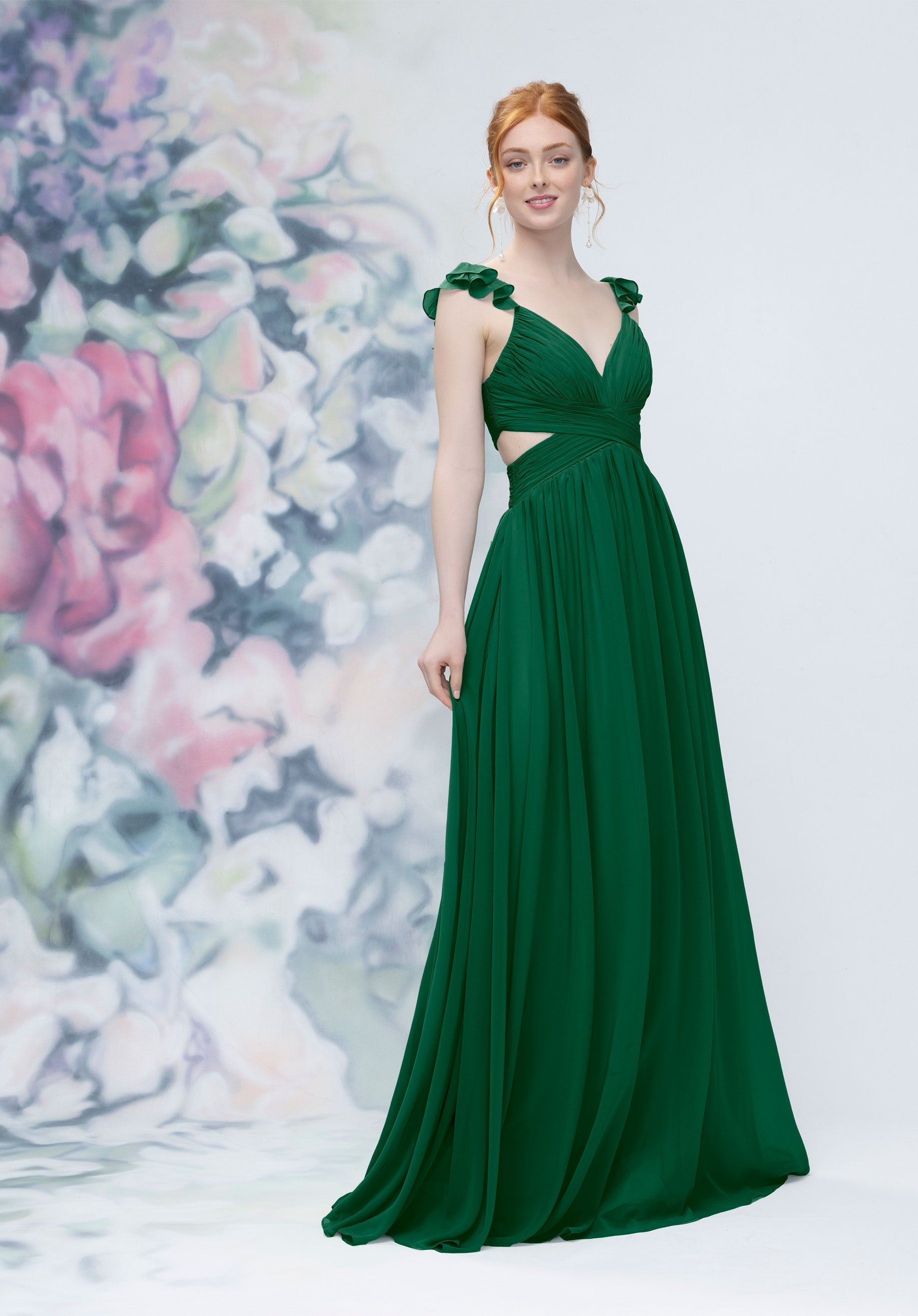 Pleated Long Evening Formal Dress MGNY Madeline Gardner New York 3030004