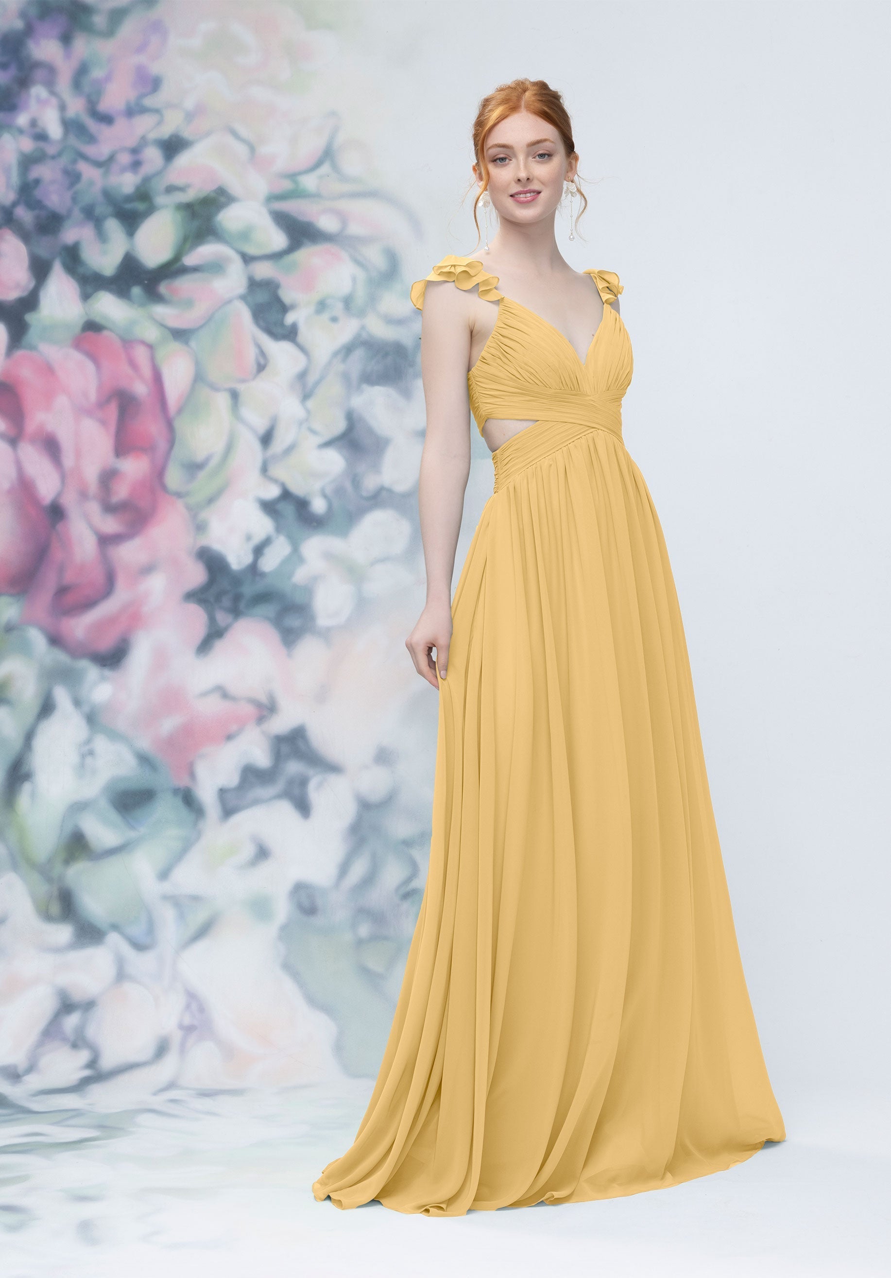 Formal Dresses Long Evening Pleated Formal Dress MGNY Madeline Gardner New York 3030004 Buttercup