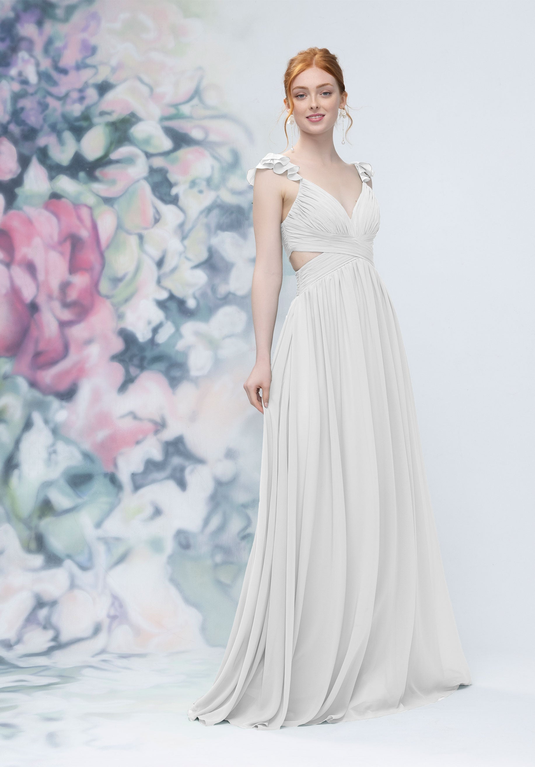 Wedding Dresses Pleated Long Bridal Wedding Dress MGNY Madeline Gardner New York 3030004 White