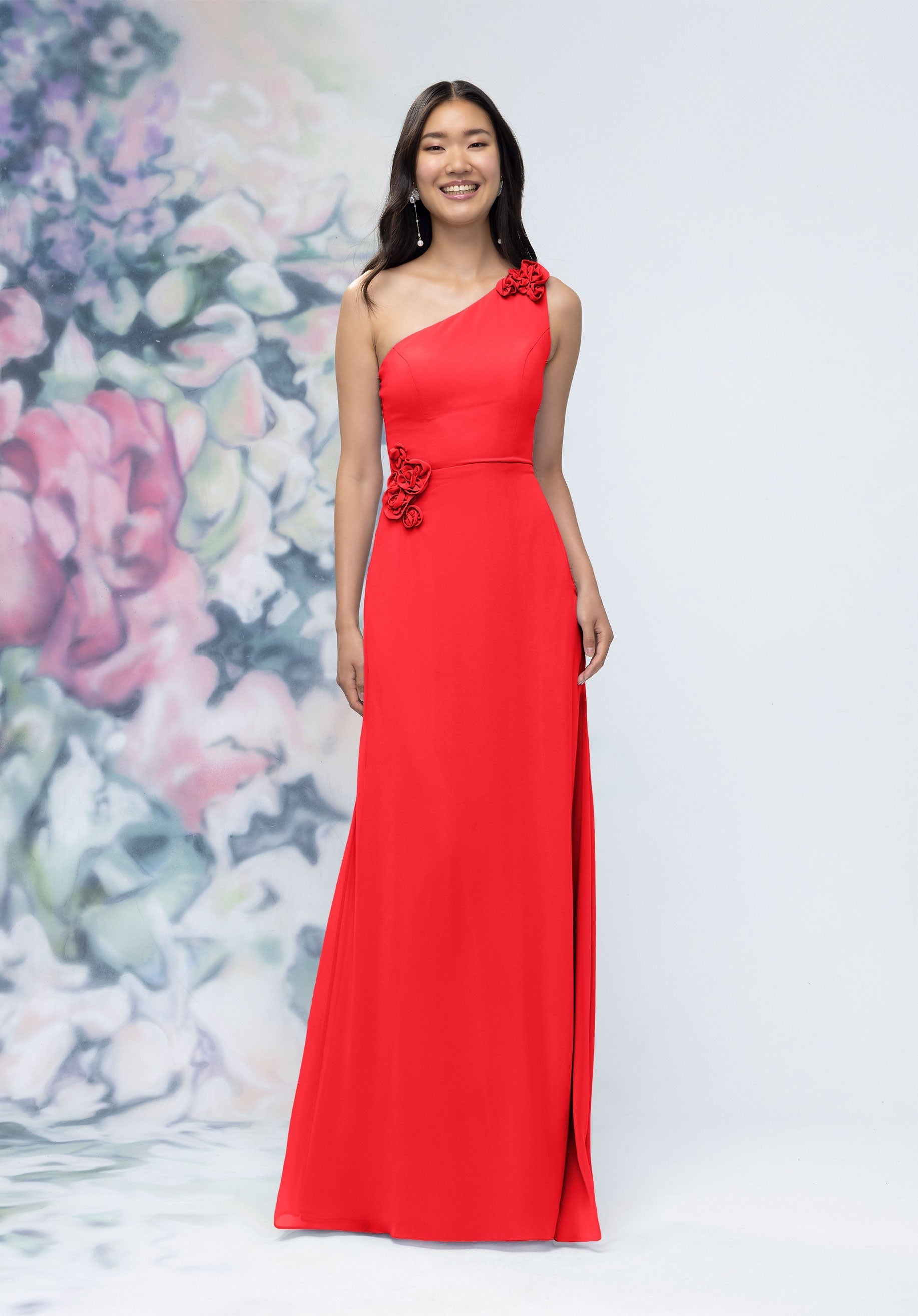 Formal Dresses Long Formal 3D Floral Dress High Risk Red