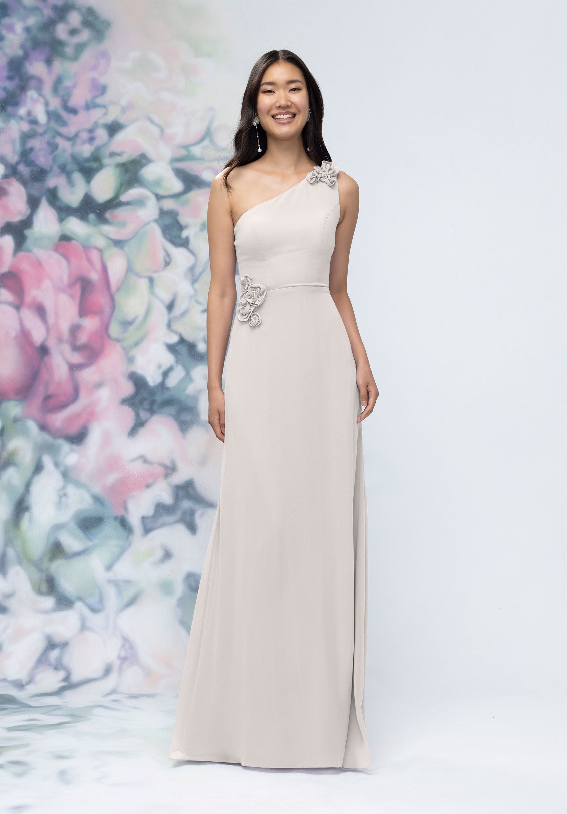 Formal Dresses Formal Long 3D Floral Dress Silver
