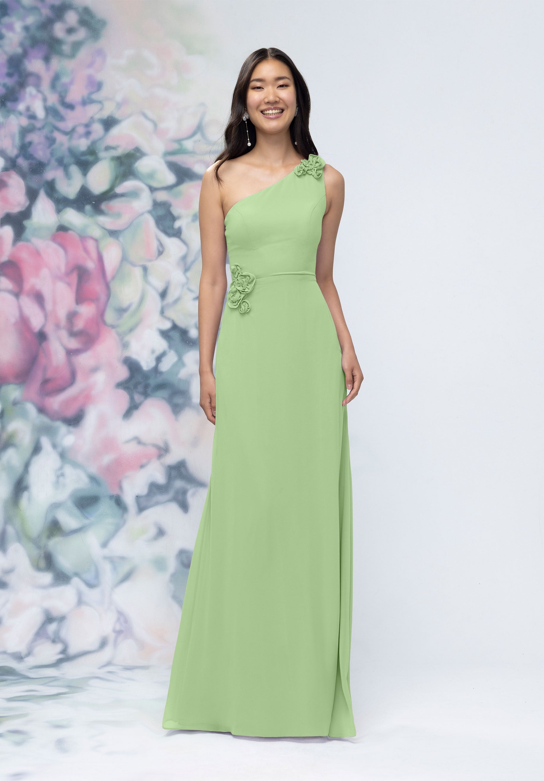 Formal Dresses Formal Long 3D Floral Dress Sage